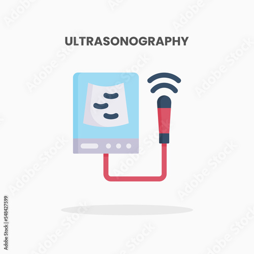 Ultrasonography icon flat. Vector illustration on white background. Can used for web, app, digital product, presentation, UI and many more.