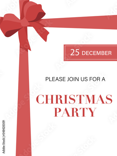 Christmas party invitation red on white background