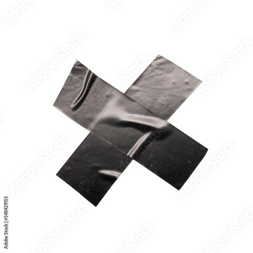 Black electrical tapes in cross shape photo