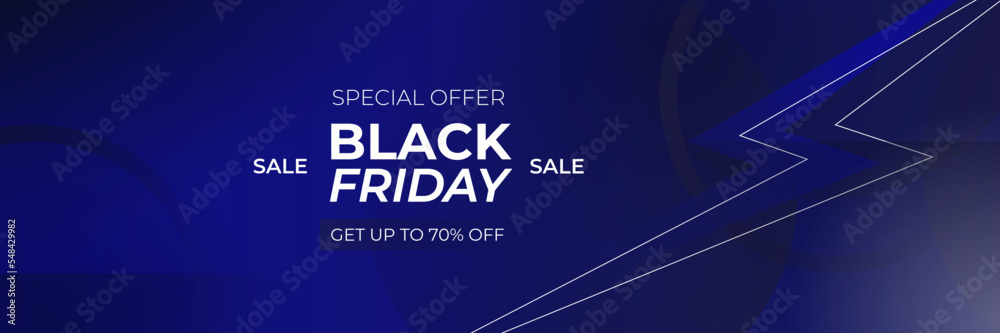 Black Friday and Cyber Monday banner long narrow header for website. 3d black and blue realistic design and sale text. Stock vector illustration. Black Friday and Cyber Monday banner long narrow header for website. 3d black and blue realistic design and sale text. Stock vector illustration.