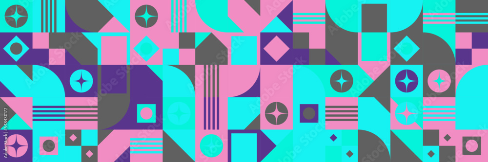 Fototapeta premium Abstract geometric pattern design in retro style. Vector illustration.