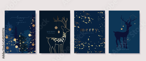 Happy Holidays, season's greetings and new year vector template with Christmas element decoration