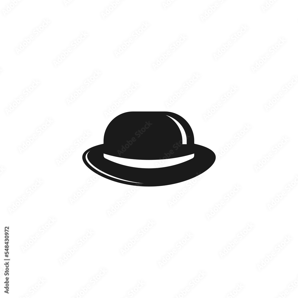 bowler hat icon isolated on white background. Gentleman retro symbol. Isolated on white. Vector flat illustration. bowler hat icon isolated on white background. Gentleman retro symbol. Isolated on white. Vector flat illustration.