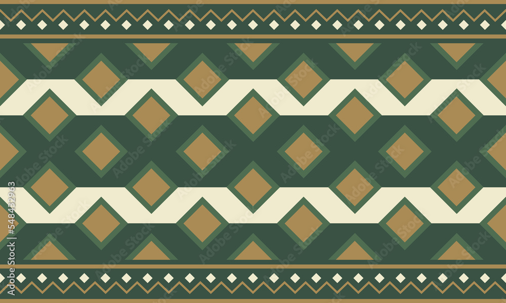 abstract geometric Ethnic Pattern fabric green squares background or wallpaper. abstract geometric Ethnic Pattern fabric green squares background or wallpaper.
