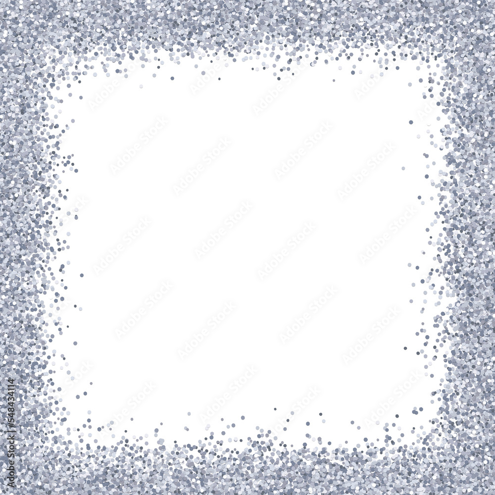 Plakát Silver glitter backround, square border frame isolated PNG ...
