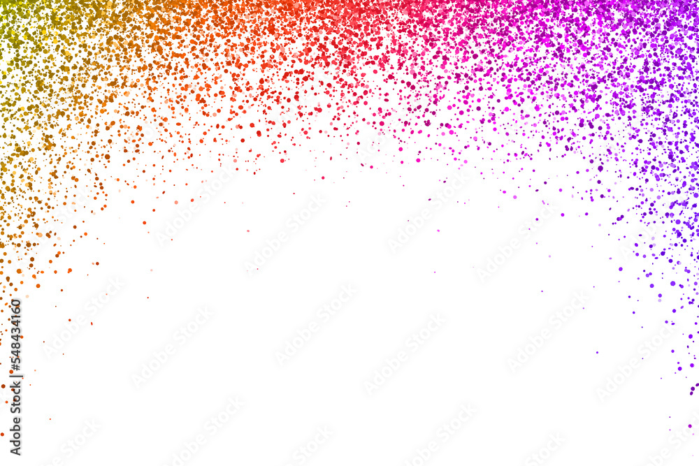 Multicolor yellow red pink violet falling particles round arch isolated ...