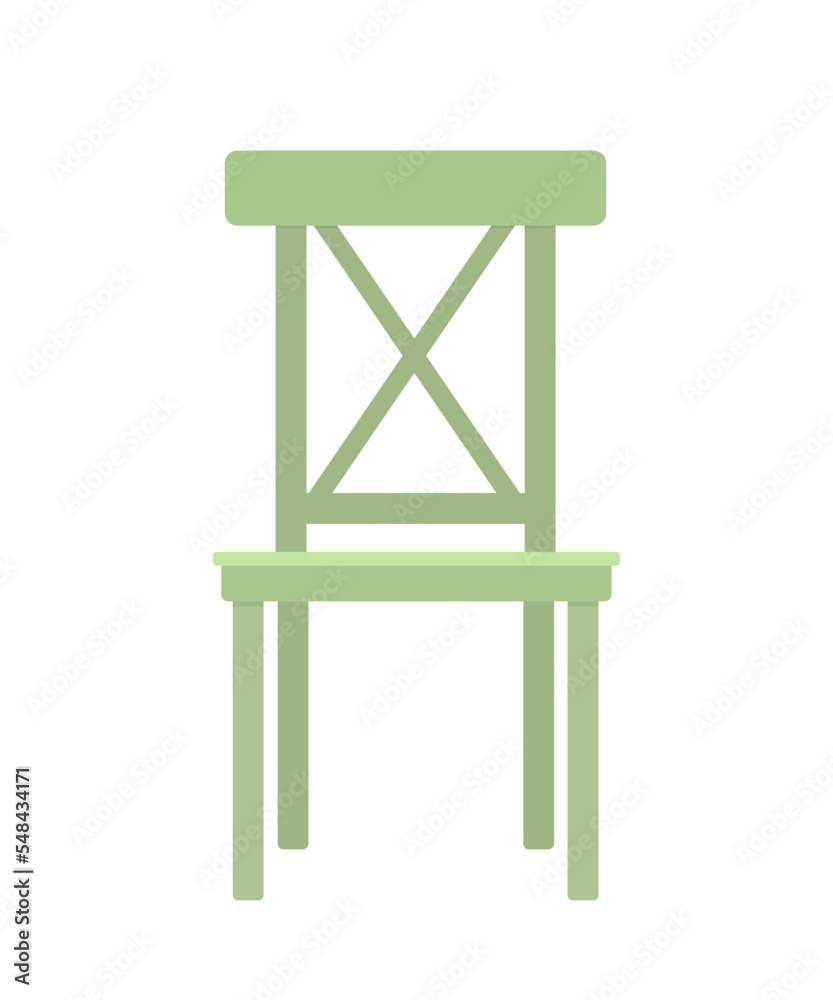 Provence style chair isolated on white background. Rustic interior concept. Wooden furniture. Cartoon flat style. Vector illustration Provence style chair isolated on white background. Rustic interior concept. Wooden furniture. Cartoon flat style. Vector illustration