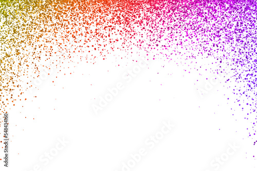 Multicolor yellow red pink violet falling particles round arch isolated