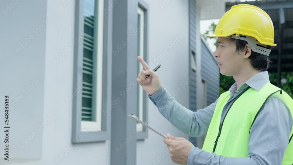 inspector or engineer is inspecting and inspecting a building or house using a checklist. Engineers and architects or contactor work to build the house before handing it over to the homeowner. inspector or engineer is inspecting and inspecting a building or house using a checklist. Engineers and architects or contactor work to build the house before handing it over to the homeowner.