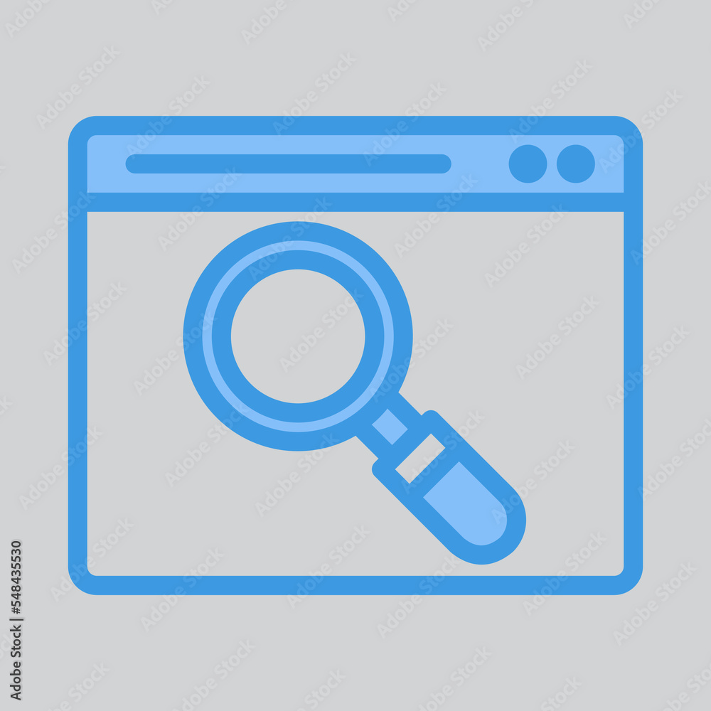 Search icon in blue style about browser, use for website mobile app presentation Search icon in blue style about browser, use for website mobile app presentation