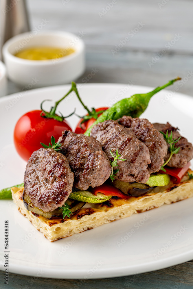 Turkish meatball traditional kofte. Spicy meatballs Kebab or Kebap