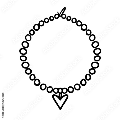 Doodle necklace with heart, valentine is day