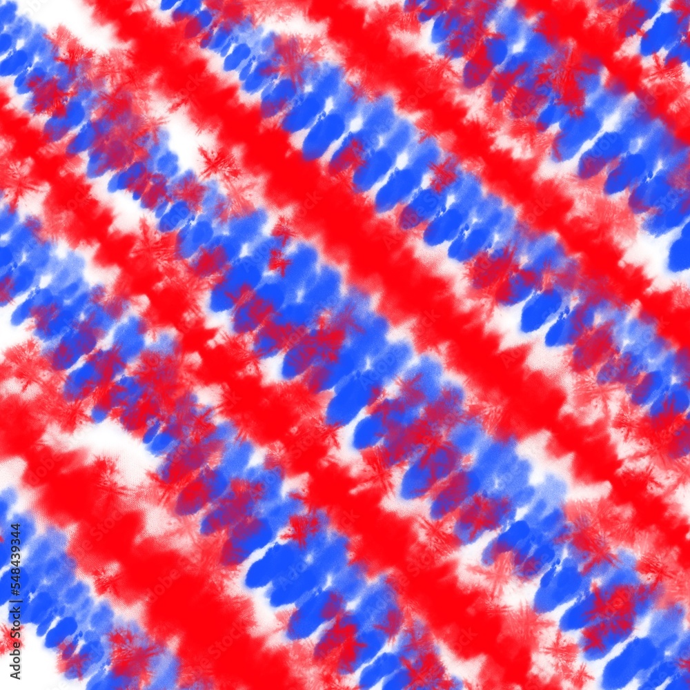 Fototapeta premium Red and Blue Tie Dye Background, 4th of July