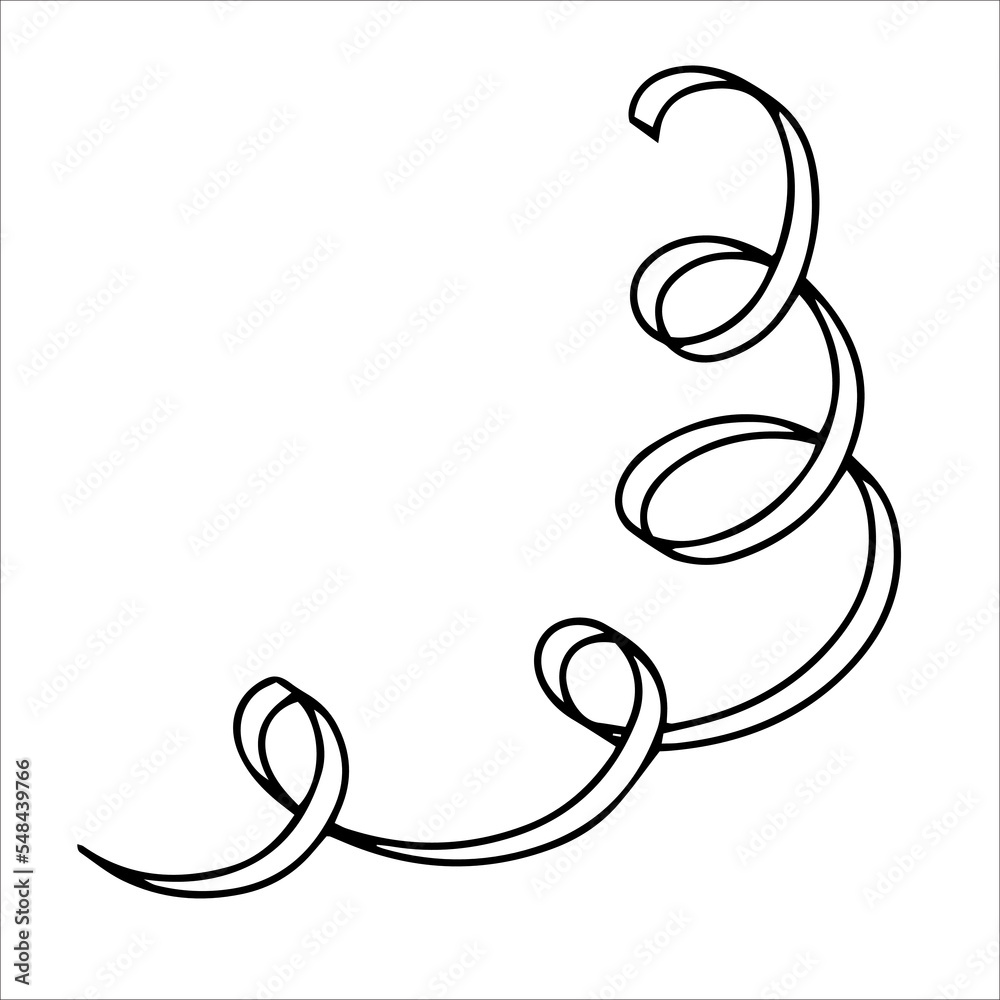 Curls abstract confetti ribbon. Hand drawn simple doodle. Illustration for decor. Curls abstract confetti ribbon. Hand drawn simple doodle. Illustration for decor.