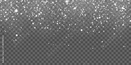 Falling winter snow flakes glow. Vector
