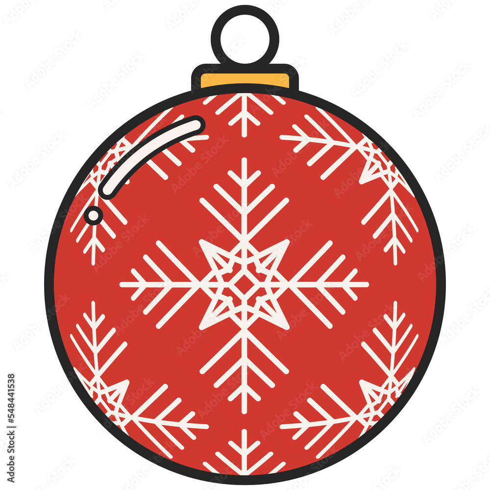 Fototapeta premium Cartoon Christmas Ball Decoration Illustration. Christmast Holiday and New year Festival Concept.