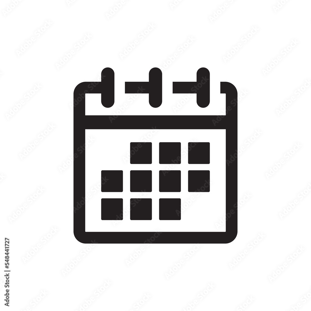 Calendar icon isolated flat design vector illustration. Calendar icon isolated flat design vector illustration.
