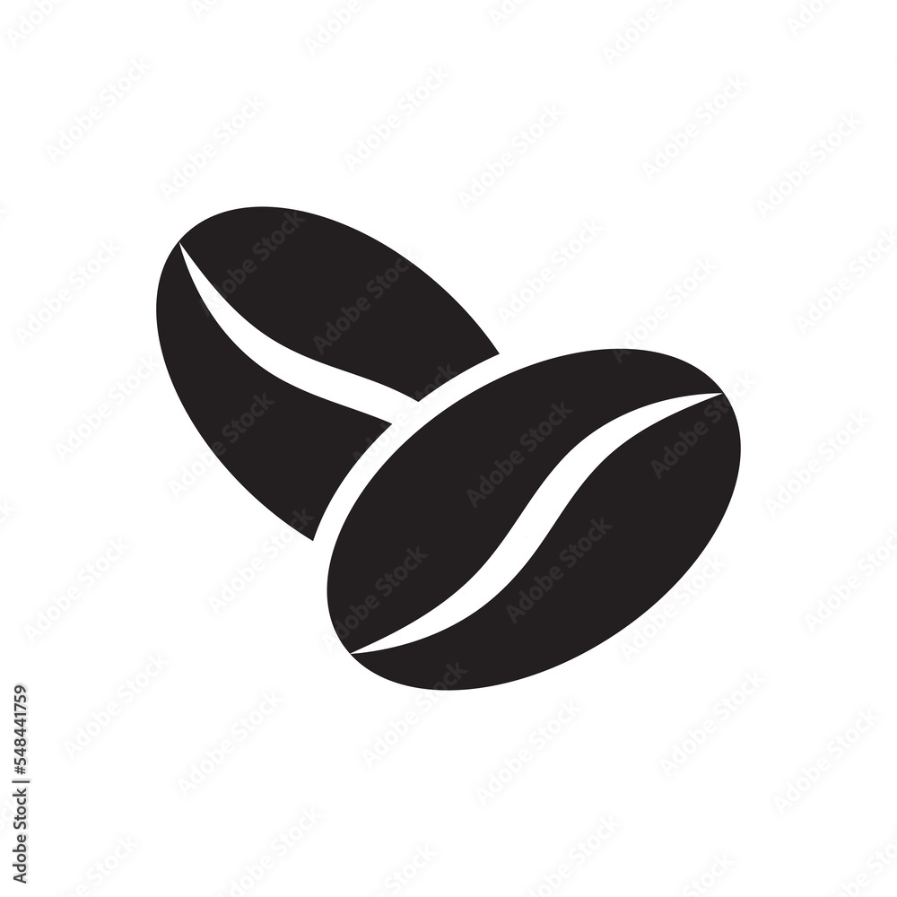 Coffee bean icon isolated flat design vector illustration. Coffee bean icon isolated flat design vector illustration.