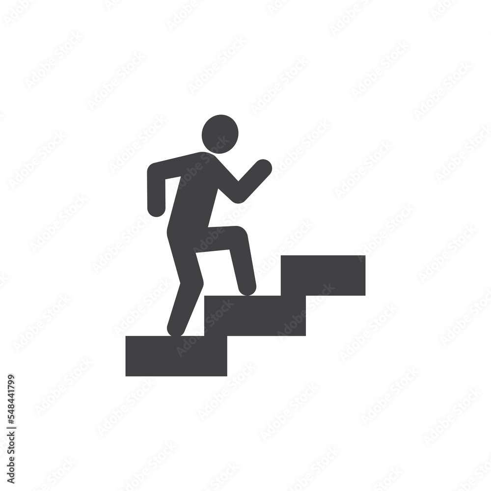 Step up icon isolated flat design vector illustration. Step up icon isolated flat design vector illustration.