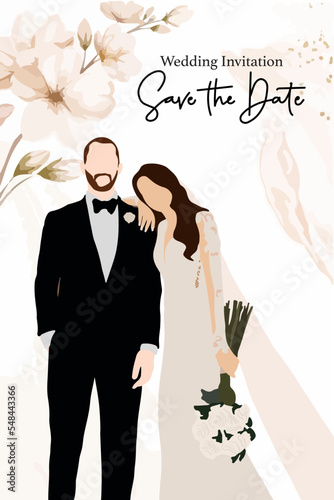 Hand drawn watercolor wedding set vector illustration