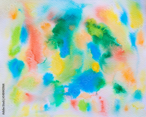Abstract Hand painted Watercolor Colorful wet background on paper. Handmade texture art color for creative wallpaper or design art work. Pastel colors © pattanawit