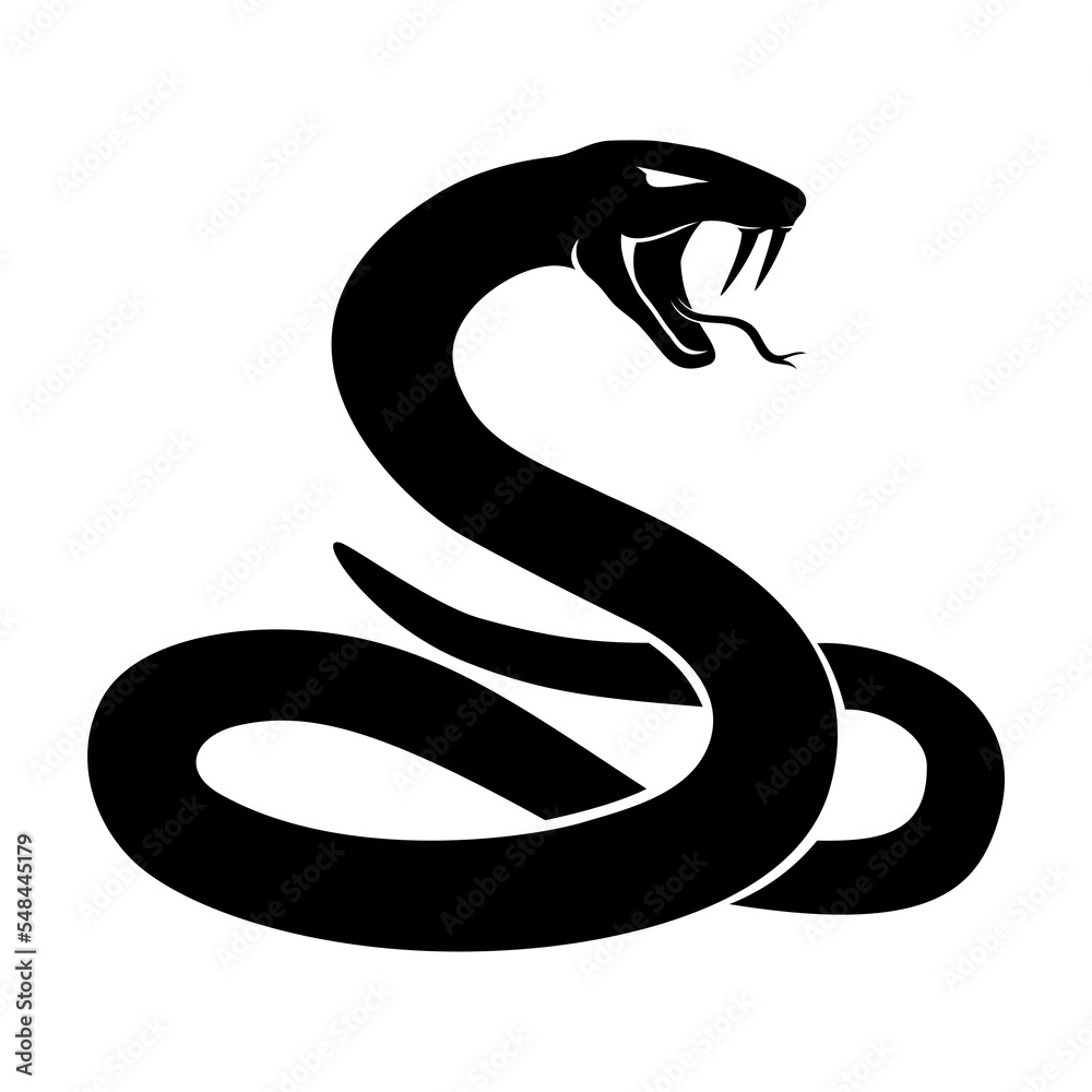 Fototapeta premium Sign of a black snake on a white background. 