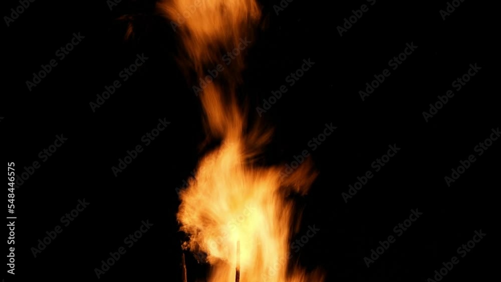 Bonfire flame. Night fire slow motion Bonfire flame. Night fire slow motion