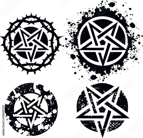 set,occult sign pentagram, grunge vintage design t shirts