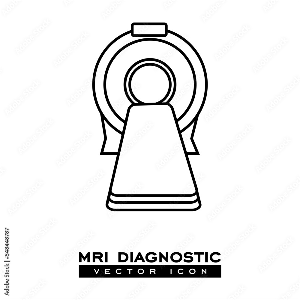 MRI diagnostic vector icon. Xray or radiology symbol, logo illustration. Xray machine Linear vector illustration MRI diagnostic vector icon. Xray or radiology symbol, logo illustration. Xray machine Linear vector illustration
