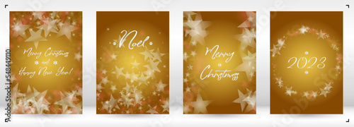 Vector Merry Christmas and New Year Card Collection with Magical Bokeh Lights Sparkle Confetti. Shiny Glitter Christmas Party Print Collection. Winter Sparkle Snowfall Design for Holiday's Poster.