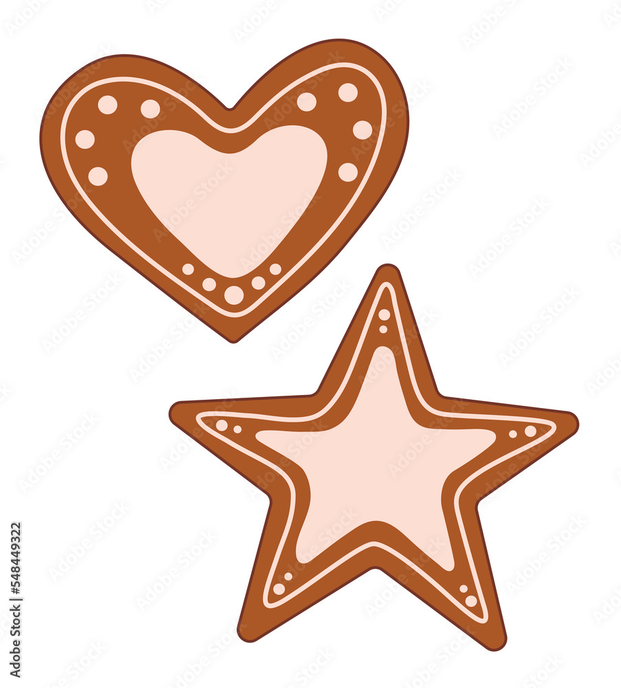 Sweet gingerbread cookies on white background