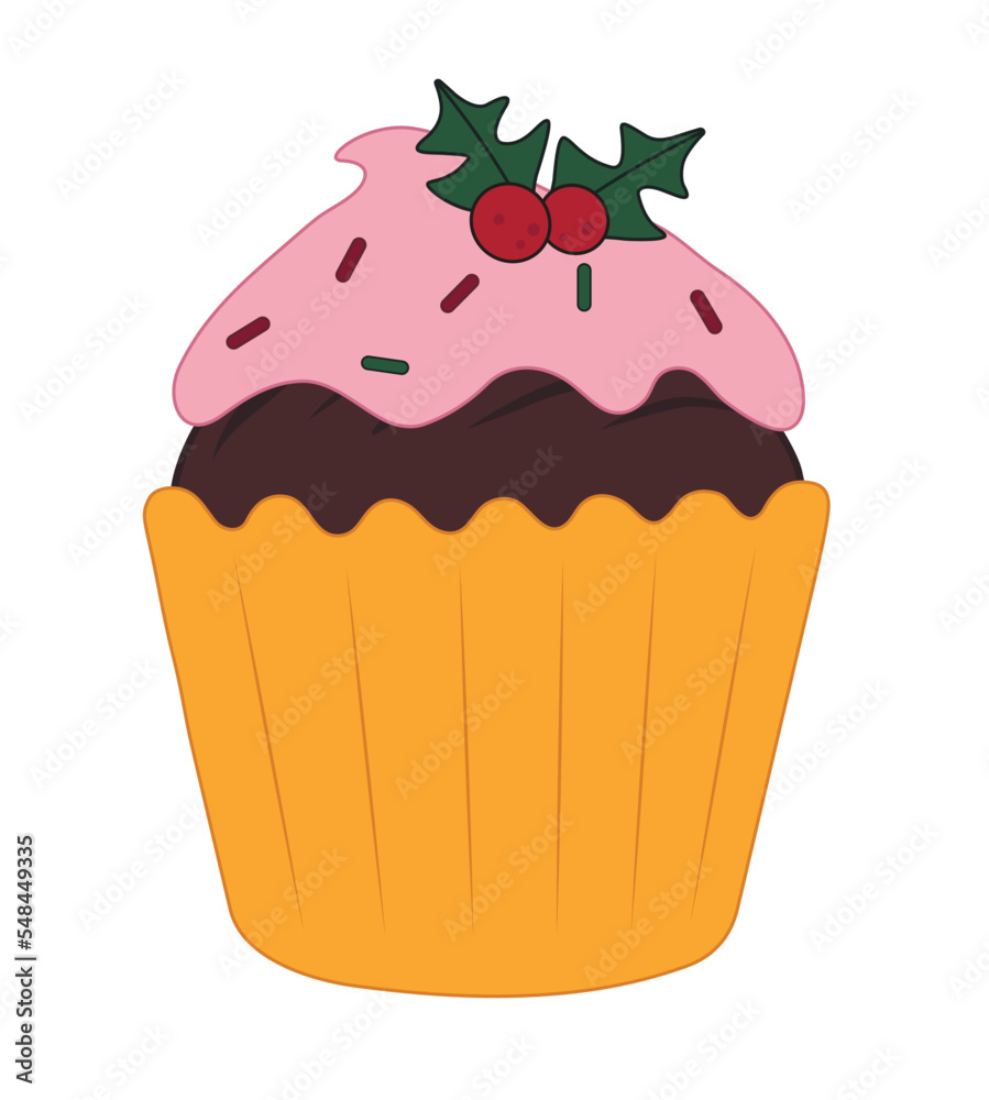 Tasty Christmas cupcake on white background Tasty Christmas cupcake on white background