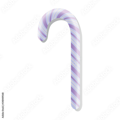 Sweet Christmas candy cane on white background