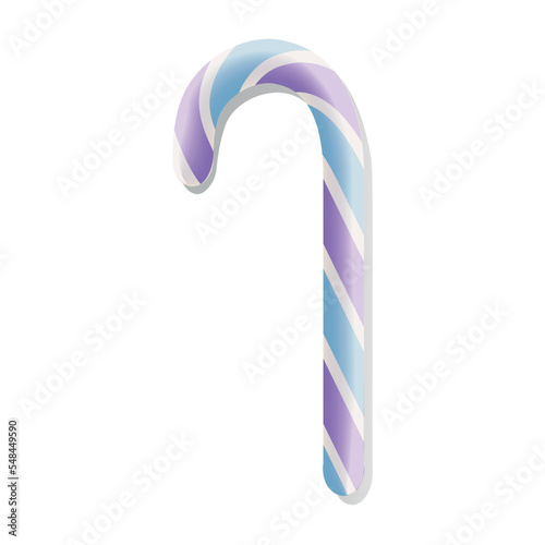 Sweet Christmas candy cane on white background