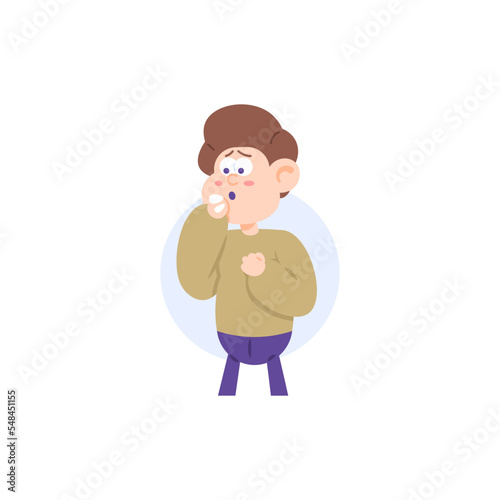 a man coughing. cough with phlegm or cough without phlegm. health problems. character illustration concept design