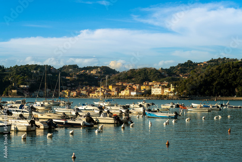 The seaside village of San Terenzo overlooking the tourist port of Lerici