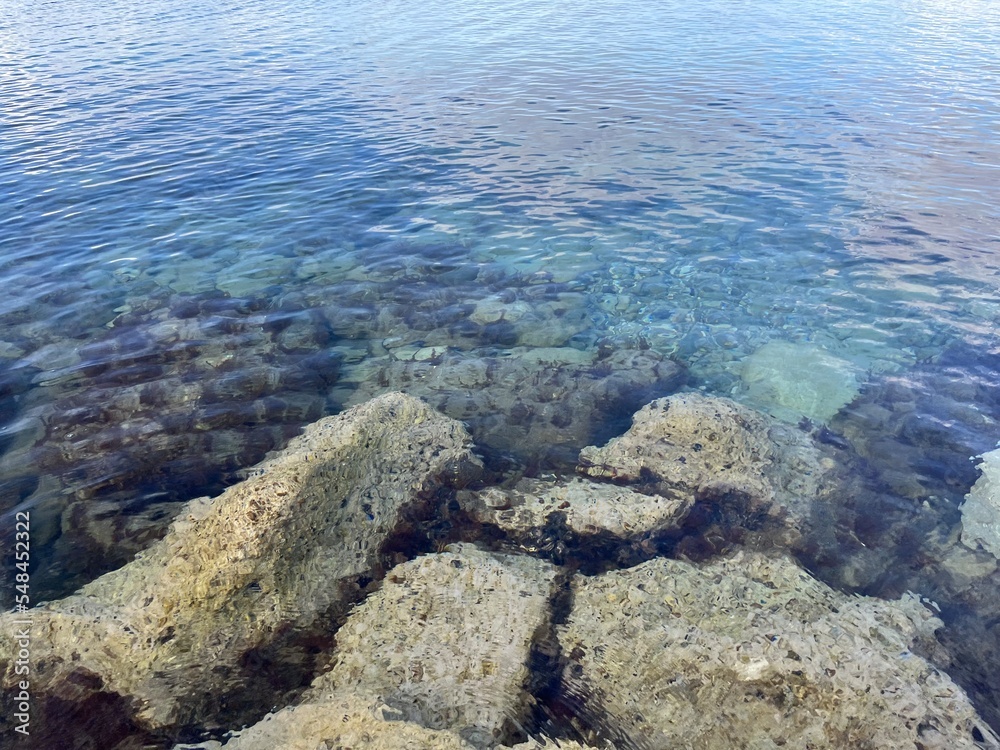 transparent sea coast, sea surface, natural background