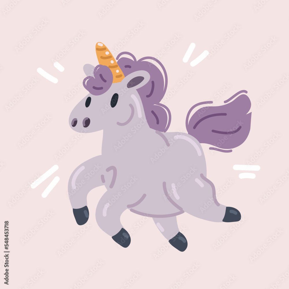 Vector illustration of Beautiful magic unicorn pony fly