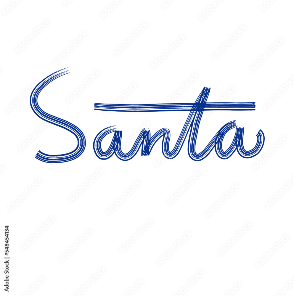 Santa. Signature of Santa Claus. Handwritten with a dry brush. A design