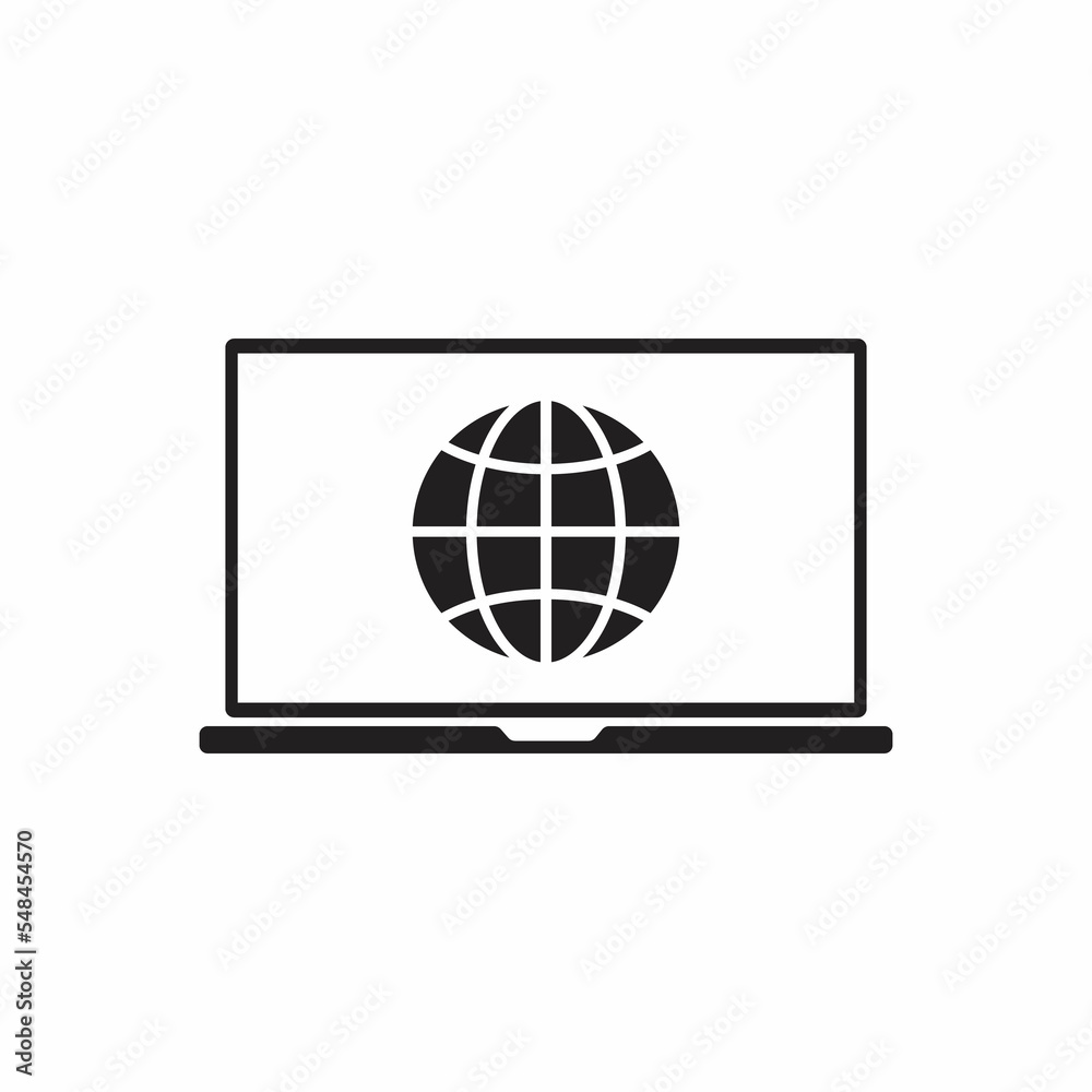 Laptop web network icon. Flat illustration of Laptop web networ icon isolated on white background Laptop web network icon. Flat illustration of Laptop web networ icon isolated on white background