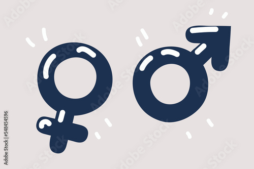 Vector illustration of gender symbols. Male and female icon set.