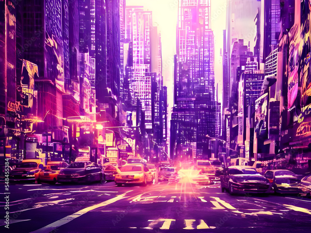 Artistic Rushhour Wallpaper Background, New York Downtown