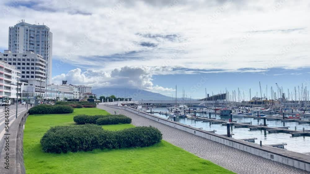 Ponta Delgada Cityscape at Waterfront of São Miguel Island in Azores Ponta Delgada Cityscape at Waterfront of São Miguel Island in Azores