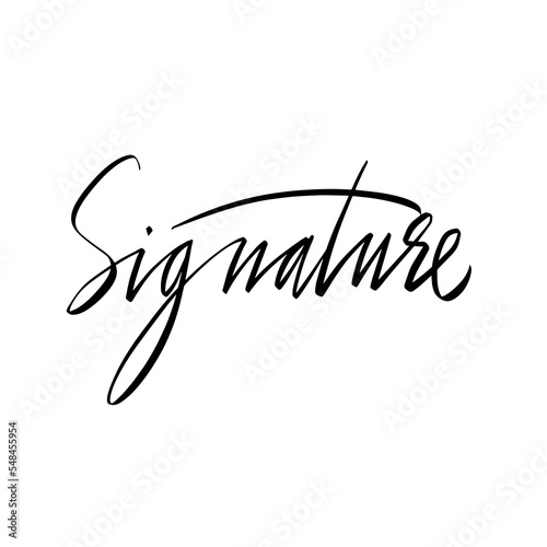 Signature. Autograph. The inscription is handwritten. Vector graphics