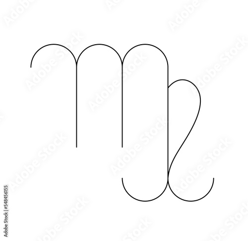Vector isolated small simple virgo zodiac sign symbol colorless black and white contour thin line easy drawing