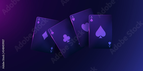 casino card design background on neon light on luxury black background vector illustration