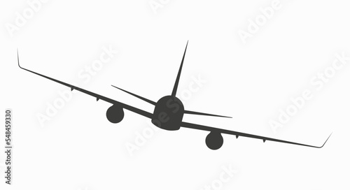 Jet airplane icon, aircraft back view. Flat vector illustration isolated on white