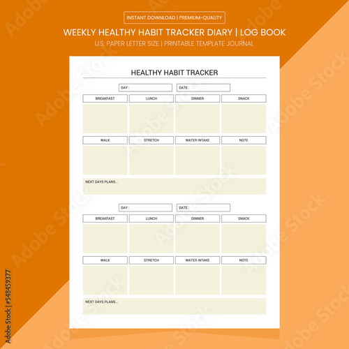 Weekly Healthy Habit Tracker | Habit Tracker Notebook Printable Template