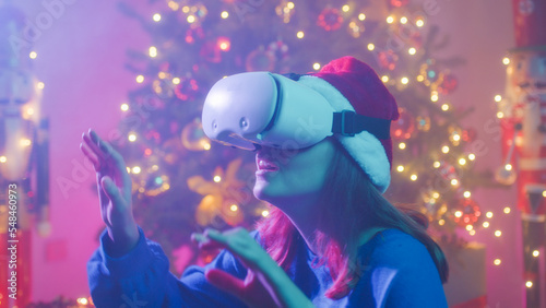 Virtual reality futuristic headset in Christmas