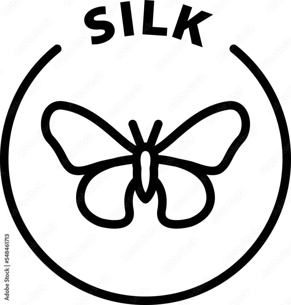 silk icon. Isolated vector black outline stamp label rounded badge product tag on transparent background. Symbol. silk icon. Isolated vector black outline stamp label rounded badge product tag on transparent background. Symbol.
